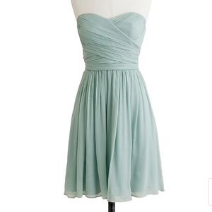 J Crew Red Arabelle Silk Chiffon Strapless Dress